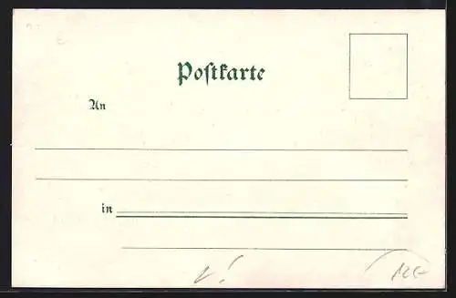 Lithographie Coblenz, Stadttotale mit dem Hafen und das Deutsche Eck
