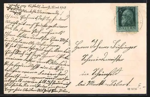 AK Castell, Strassenpartie mit Automobil