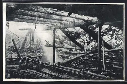 AK Augsburg, Brand der Wertach-Spinnerei 28.02.1912, schwelende Trümmer