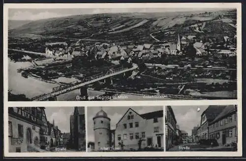 AK Segnitz a. Main, Strasse, Alter Turm, Gesamtansicht