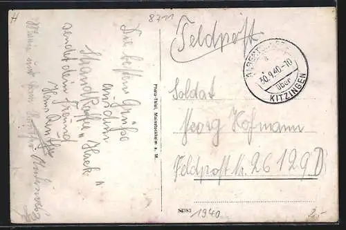 AK Albertshofen a. M., Gasthaus zum Anker v. Chr. Hack, Ortsansicht aus der Vogelschau