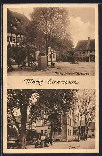 AK Markt-Einersheim, Marktplatz mit Rathaus, Schloss