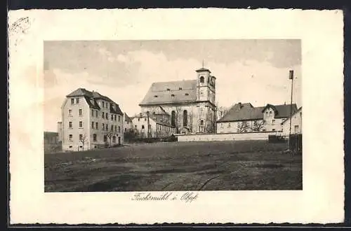 AK Fuchsmühl i. Obpf., Teilansicht mit der Kirche
