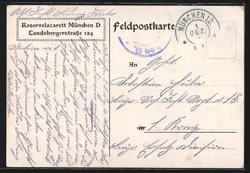AK München, Landsbergerstr. 124, Reservelazarett München D