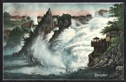 AK Schaffhausen, Blick zum Rheinfall, Wasserfall