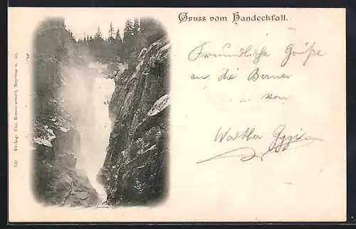 AK Handeckfall, Blick von der Schlucht auf den Wasserfall