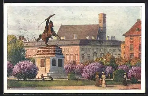 Künstler-AK Brüder Kohn (B.K.W.I) Nr. 791-1: Wien, Heldenplatz mit Karl-Denkmal