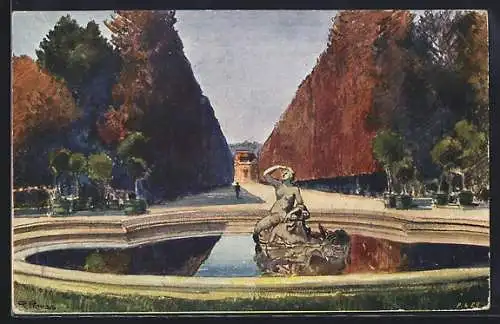 Künstler-AK Brüder Kohn (B.K.W.I) Nr. 857-9: Schönbrunn, Schlosspark mit Brunnen