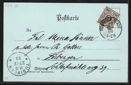 Mondschein-AK Tübingen, Neckarbrücke und Oesterberg