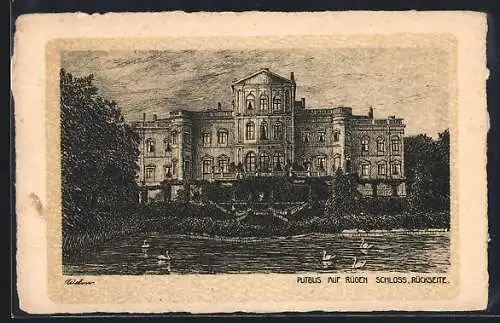Künstler-AK Putbus auf Rügen, Schloss, Rückseite