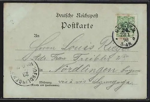 Mondschein-AK Berlin, Hotel Behrens und Cafe Bauer mit Strassenbahn