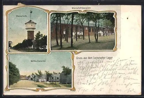 AK Lockstedter Lager, Mannschaftsbaracken, Wellblechbaracken, Wasserturm