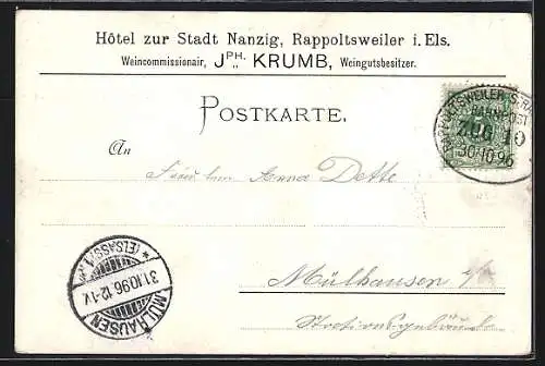 Lithographie Rappoltsweiler, Hotel Stadl Nanzig, Kapelle Dusenbach, Giersberg, St. Ulrichsburg, Hoh Rappoltstein