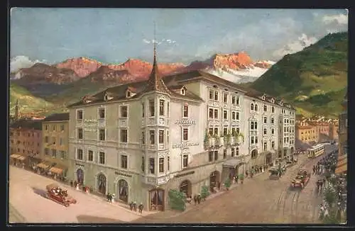 Künstler-AK Bozen, Posthotel Erzherzog Heinrich