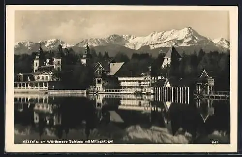 AK Velden am Wörthersee, Schloss mit Mittagskogel