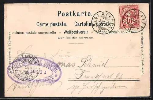 Lithographie Rigi, Hotels auf dem Rigi, Bergbahn, Alpenpanorama