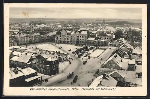 AK Mitau, Marktplatz mit Totalansicht
