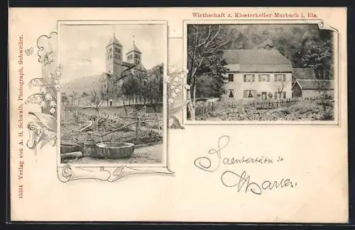 AK Murbach i. Els., Gasthaus zum Klosterkeller, das Kloster