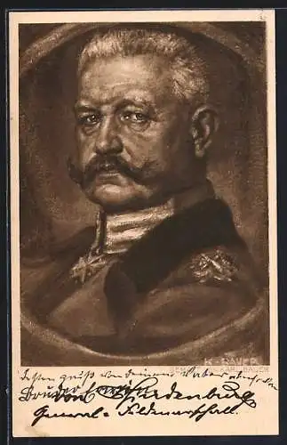 AK Generalfeldmarschall Paul von Hindenburg in Uniform, Halbporträt
