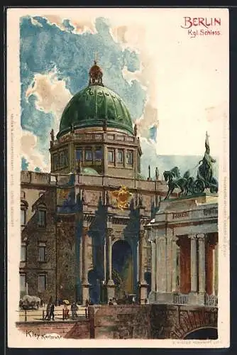 Künstler-Lithographie Heinrich Kley: Berlin, Schloss, Eosanderportal