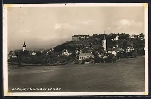 AK Schillingsfürst b. Rothenburg o. d. Tauber, Ortsansicht aus der Ferne