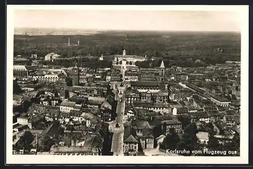 AK Karlsruhe, Ortspartie, Fliegeransicht