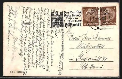 AK Ehrenbreitstein, Festung mit Schiffsbrücke