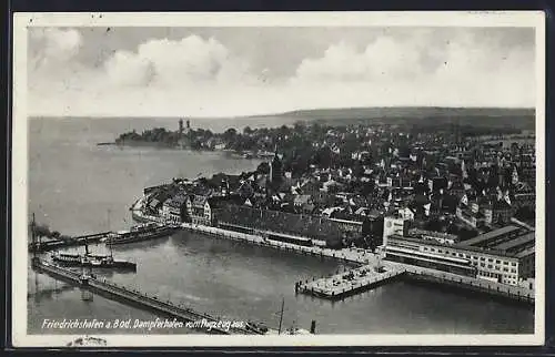 AK Friedrichshafen a. Bod., Dampferhafen, Fliegeraufnahme