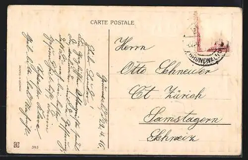 AK Hahn und Henne mit Osterküken