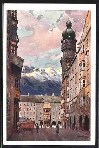 AK Deutscher Schulverein NR 1743: Innsbruck, Herzog Friedrichstrasse mit Stadtturm