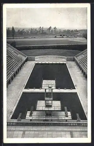 AK 3. Reichssportfeld, Blick von der Deutschen Kampfbahn auf das Schwimmstadion