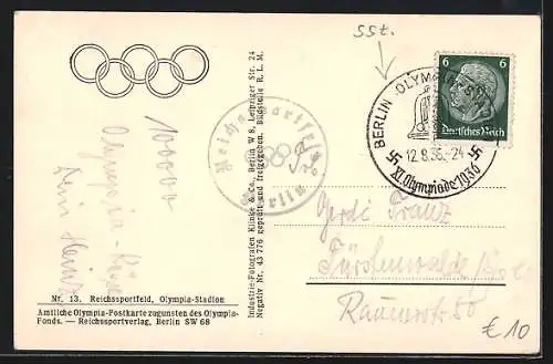 AK Berlin, Reichssportfeld, Olmypia 1936, Olympia-Stadion, Schwimmstadion