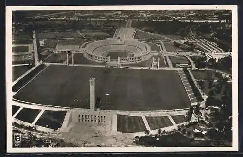 AK Berlin, Gesamtansicht des Reichssportfeld, Fliegeraufnahme