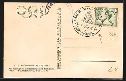 AK Berlin, Gesamtansicht des Reichssportfeld, Fliegeraufnahme