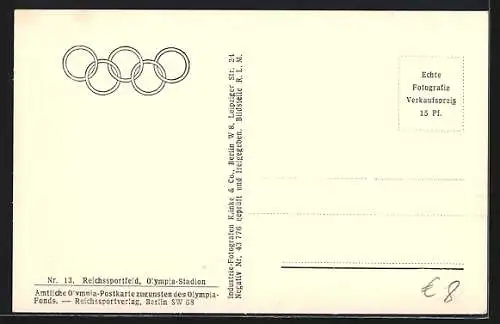 AK Berlin, Reichssportfeld, Olmypia 1936, Olympia-Stadion, Schwimmstadion