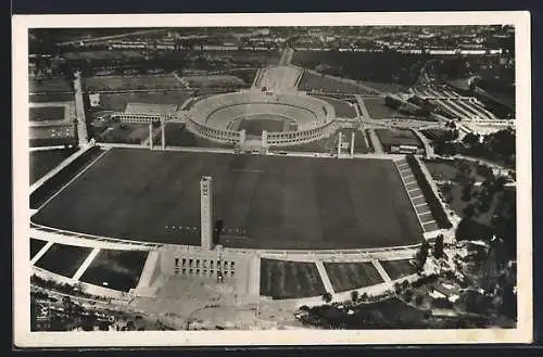 AK Berlin, Gesamtansicht des Reichssportfeld, Fliegeraufnahme