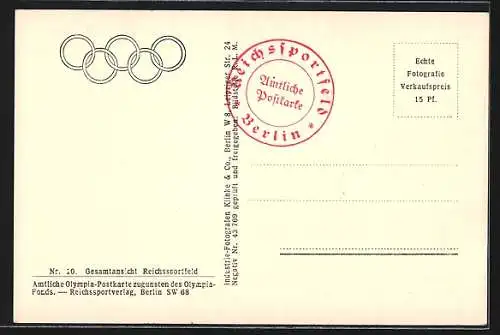 Foto-AK Berlin, Gesamtansicht Reichssportfeld mit Osttor und Maifeld