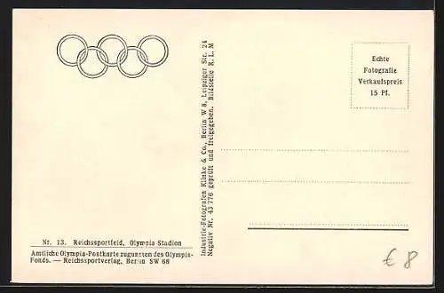 AK Berlin, Reichssportfeld, Olmypia 1936, Olympia-Stadion, Schwimmstadion