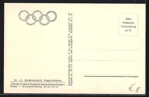AK Berlin, Reichssportfeld, Olmypia 1936, Olympia-Stadion, Schwimmstadion