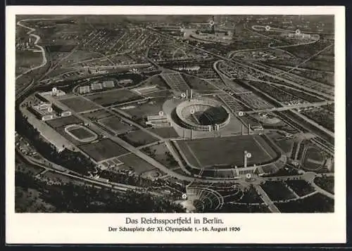 AK Berlin, Olympische Spiele 1936, Reichssportfeld aus der Vogelschau