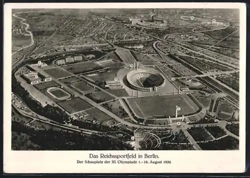 AK Berlin, Olympische Spiele 1936, Reichssportfeld aus der Vogelschau