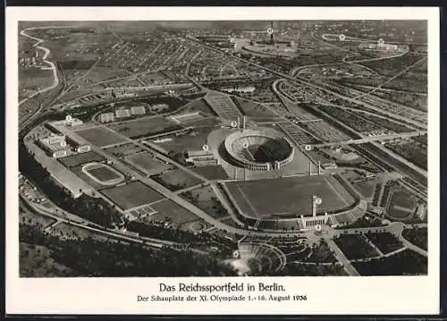 AK Berlin, Olympische Spiele 1936, Reichssportfeld aus der Vogelschau