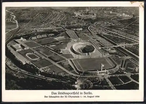 AK Berlin, Reichssportfeld, Schauplatz der XI. Olympiade 1936, Luftbild