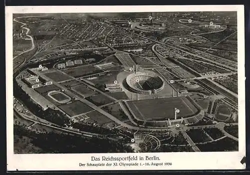 AK Berlin, Olympische Spiele 1936, Reichssportfeld aus der Vogelschau