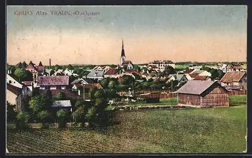 AK Traun /O.-Oesterr., Teilansicht mit Kirche