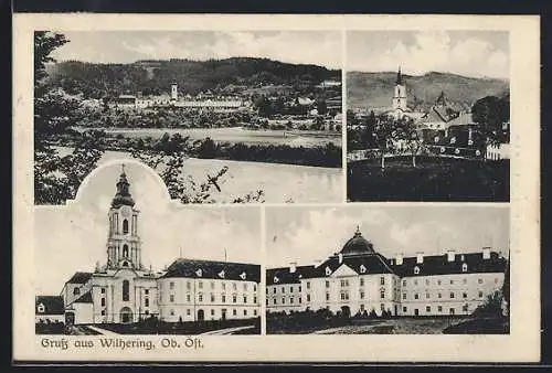AK Wilhering /Ob. Öst., Schloss, Kirche, Ortspartie