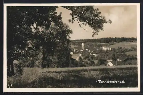 AK Taiskirchen /O.Ö., Ortsansicht von einer Anhöhe aus