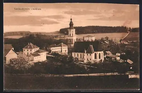 AK Taiskirchen i. Innkreis, Strassenpartie mit Kirche