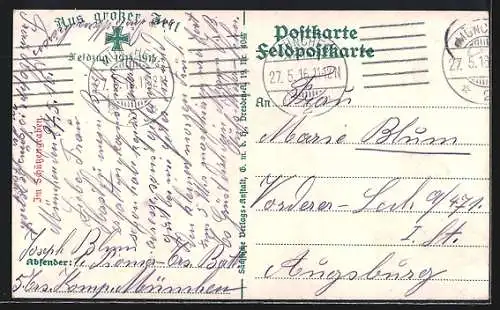 AK Soldaten mit Ausrüstung im Schützengraben, Feldzug 1914-15