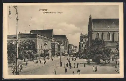 AK Breslau, Blick in die Schweidnitzer Strasse